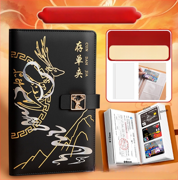 Real Week odinis daugiapuslapių klips dokumentų saugojimui su elnio galvos motyvu ir pritaikomu logotipu