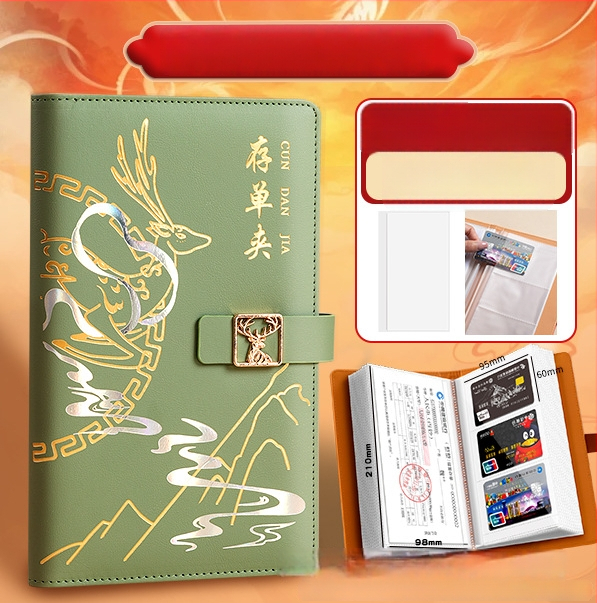 Real Week odinis daugiapuslapių klips dokumentų saugojimui su elnio galvos motyvu ir pritaikomu logotipu