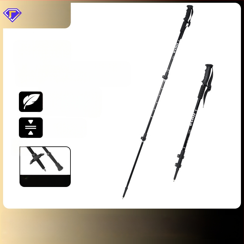 Unisex aliuminio lydinio teleskopinės žygio lazdos su išoriniu užraktu, 400 g, volframo plieno galvutė, tiesi rankena