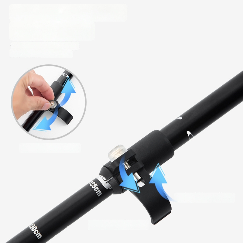 Unisex aliuminio lydinio teleskopinės žygio lazdos su išoriniu užraktu, 400 g, volframo plieno galvutė, tiesi rankena