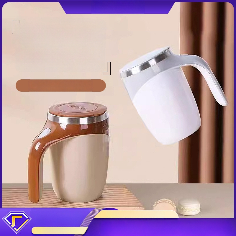 Kavos puodelis iš 304 nerūdijančio plieno su automatine magnetine rotacija, dangteliu, pritaikomas