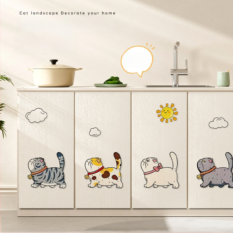 Water Wood Vertikalus sieninis kačių įbrėžimų plokštė – atspari dėvėjimui, nepalieka plaukų, lipnus sienos lipdukas, Medžiaga: kilpinis audinys, mielas stilius