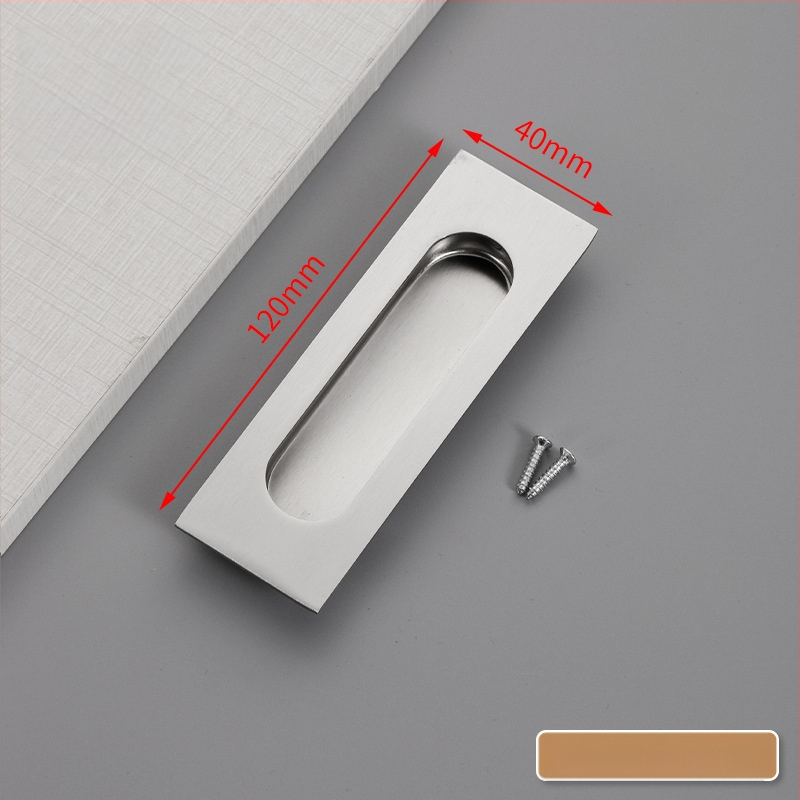 Slėptas nerūdijančio plieno slankio durų rankena, įmontuota, tekstūruota danga, modernus minimalistinis stilius