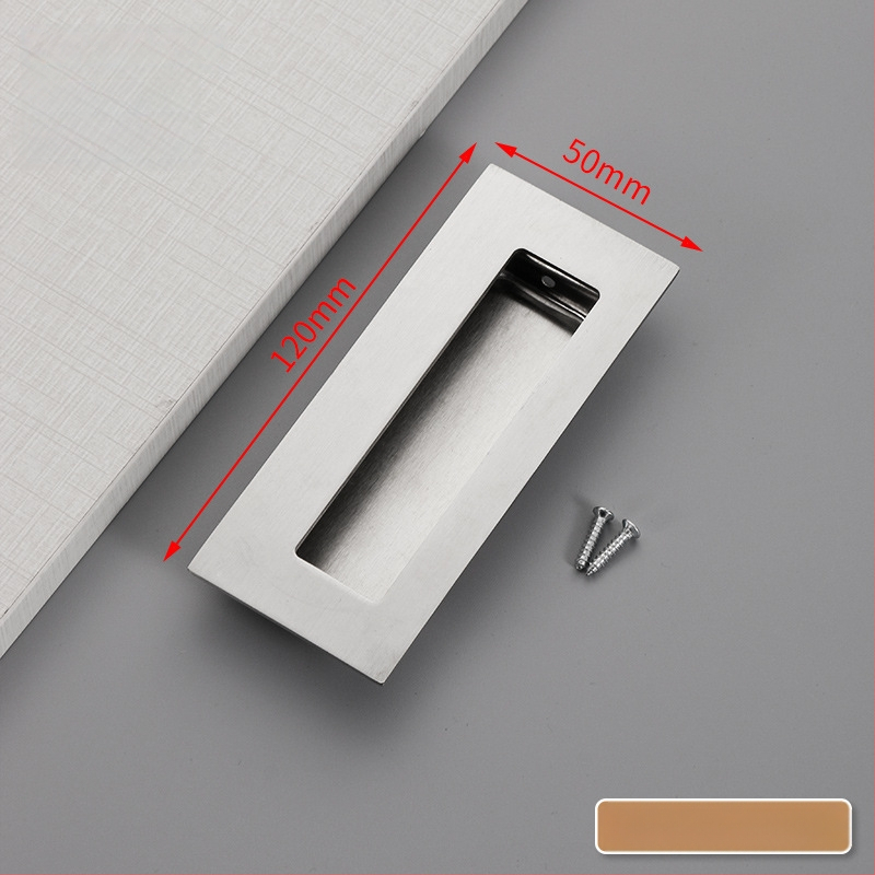 Slėptas nerūdijančio plieno slankio durų rankena, įmontuota, tekstūruota danga, modernus minimalistinis stilius