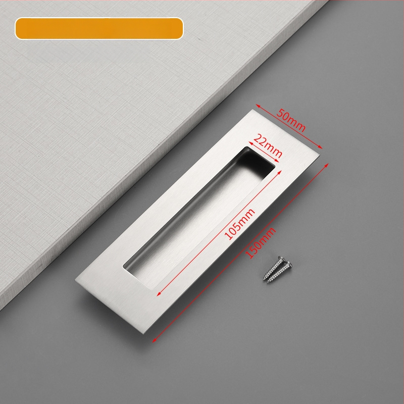 Slėptas nerūdijančio plieno slankio durų rankena, įmontuota, tekstūruota danga, modernus minimalistinis stilius