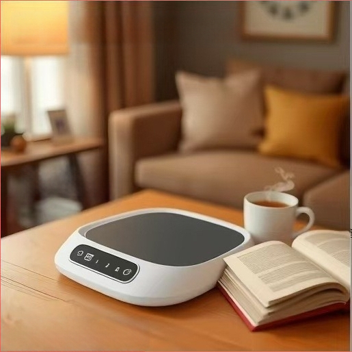 Atnaujintas termostatinis padėkliukas puodeliui - 3 temperatūros lygiai, ABS korpusas, USB maitinimas, mygtuko ir prisilietimo valdymas, automatinis išjungimas