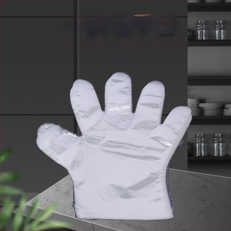 Vienkartinės PE pirštinės, skaidrios, sustiprintos, alyvos atsparios (Medžiaga: PE; Raštas: Skaidrus; Storis: 1; Funkcija: Vienkartinės alyvai atsparios pirštinės; Maisto kokybės)