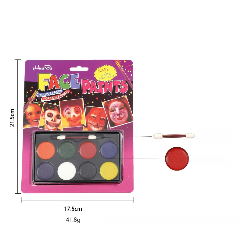 Boyixuan Set na maľovanie tváre a tela – vodou riediteľný krém, rýchle sušenie, ľahké umývanie, osem odtieňov, Halloween.