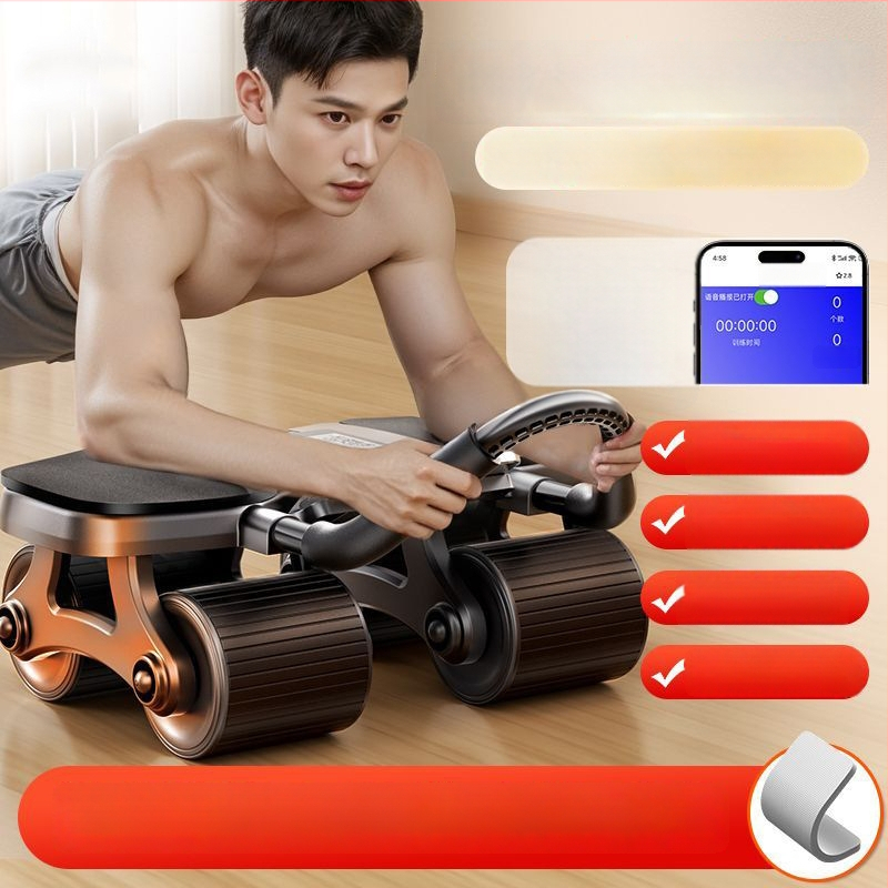 Nelja ratta Ab Wheel automaatse tagasipöördumisega – mitte kokkupandav, mudel: Four-wheel Flat Plate Support Ab Wheel, kaal 2,3 kg, sobib kontorisse, koju ja välitingimustesse