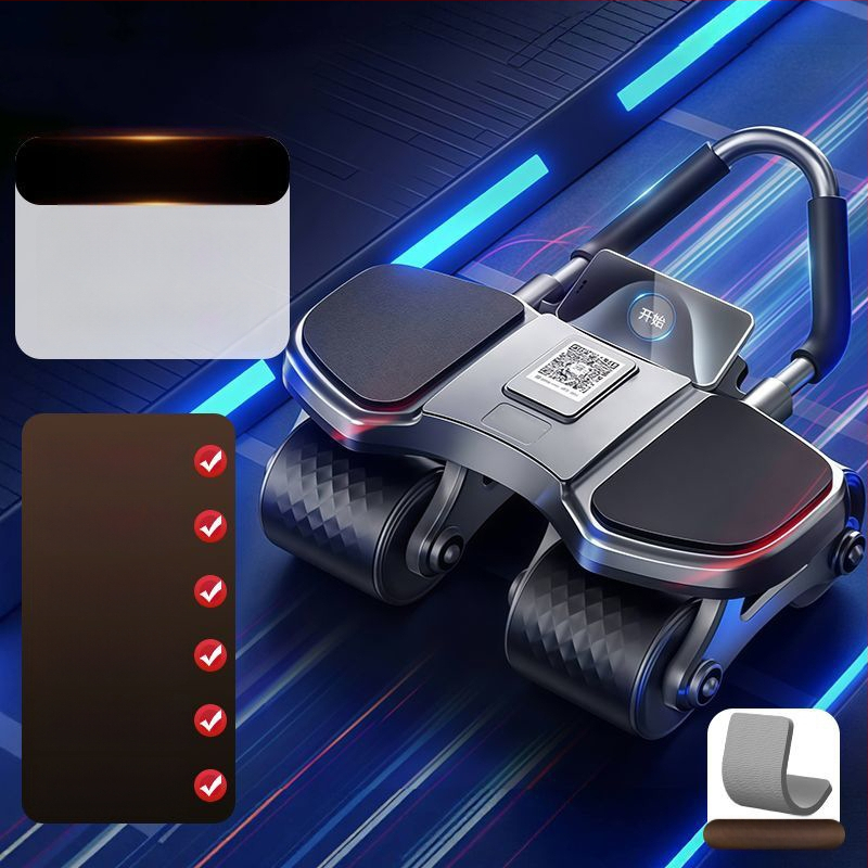 Nelja ratta Ab Wheel automaatse tagasipöördumisega – mitte kokkupandav, mudel: Four-wheel Flat Plate Support Ab Wheel, kaal 2,3 kg, sobib kontorisse, koju ja välitingimustesse