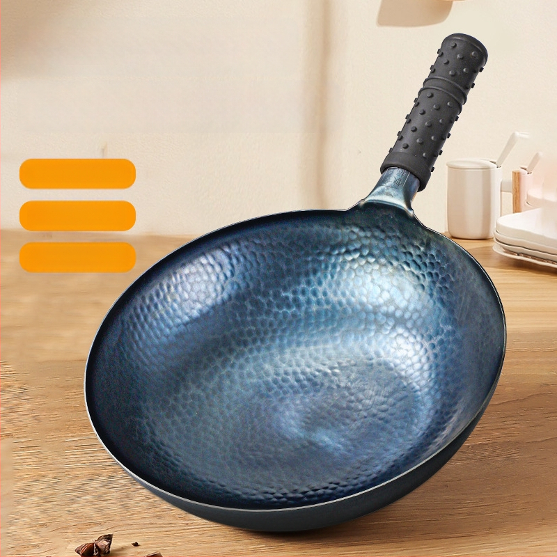 Ketaus wok su dvigubu dugnu, be dangos, stiklinis dangtelis, universalus dujų ir indukcinių viryklių