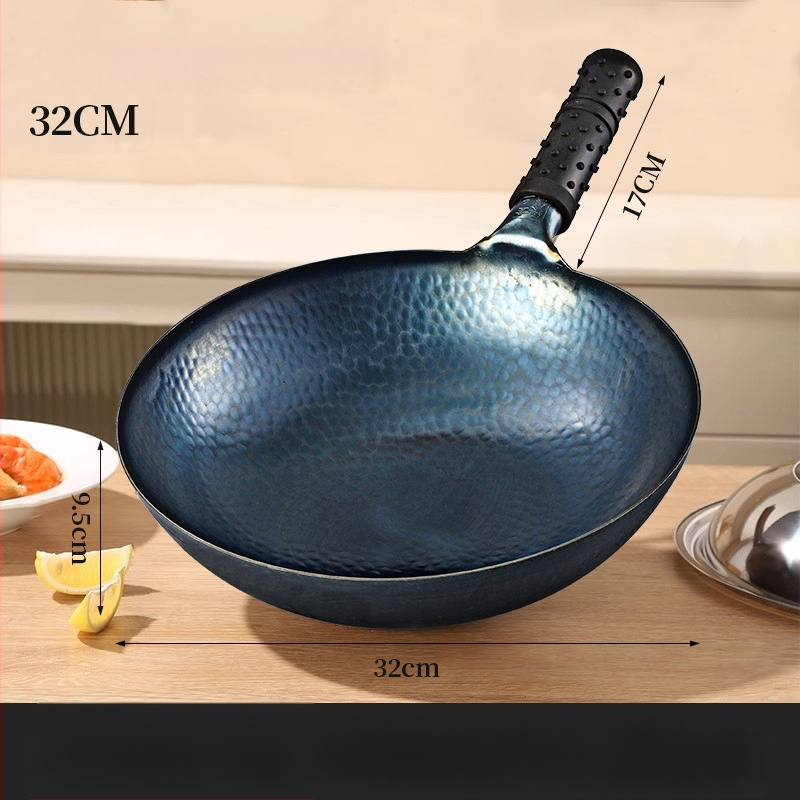 Ketaus wok su dvigubu dugnu, be dangos, stiklinis dangtelis, universalus dujų ir indukcinių viryklių