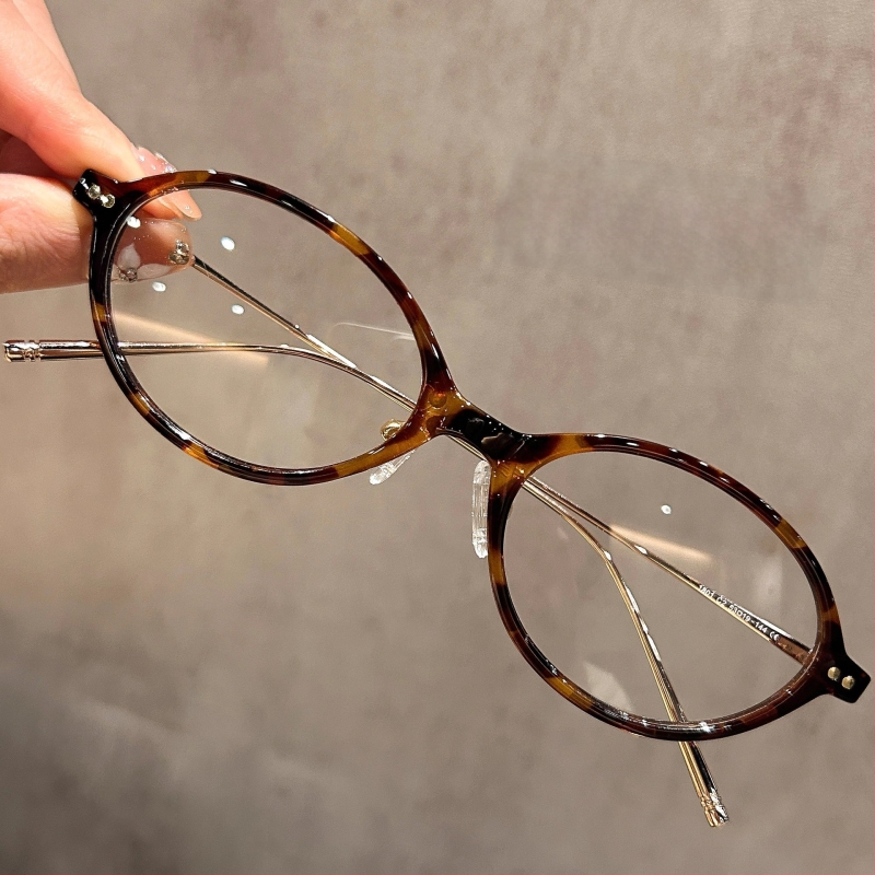 Nerd stiliaus ovalios formos akiniai, plastikinis rėmelis, dengtos lęšiai, modelis 1801, reguliuojamas rėmas