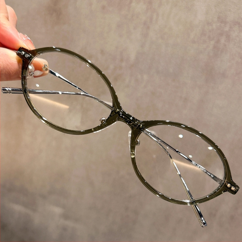Nerd stiliaus ovalios formos akiniai, plastikinis rėmelis, dengtos lęšiai, modelis 1801, reguliuojamas rėmas