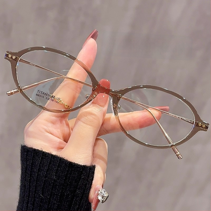 Nerd stiliaus ovalios formos akiniai, plastikinis rėmelis, dengtos lęšiai, modelis 1801, reguliuojamas rėmas