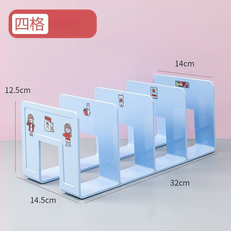 Plastikinis knygų laikiklis su daugiapakopine pertvara biure – modelis 388, grynoji masė 290 g, pakuotė 1 vnt