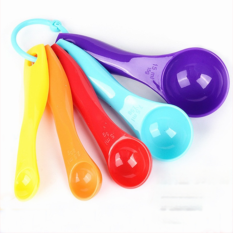 Rare Kepimo Matavimo Šaukštelių Rinkinys, 5 vnt., su Matavimo Skalėmis, Iš Maisto Kokybės PP