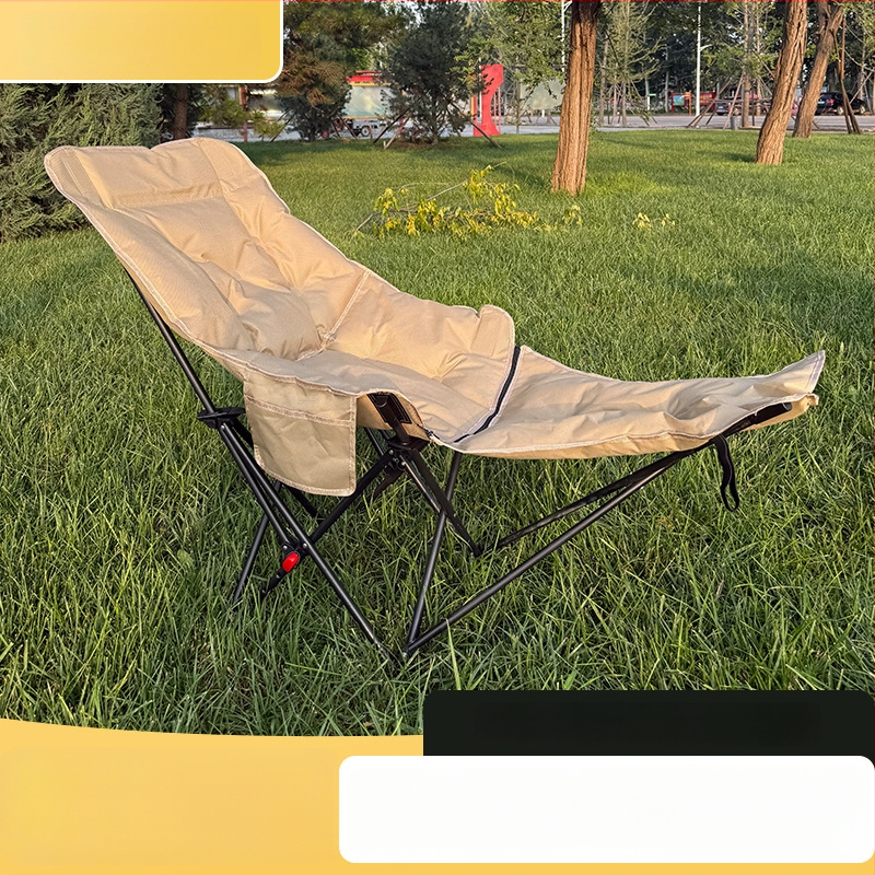 Lauko sulankstoma kempingo kėdė su medvilnine užpilde ir kojų atrama