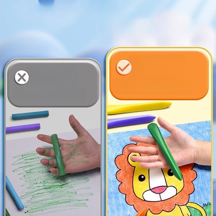 Deli HM715 Plastové voskové ceruzky – guľatý hrot, plastové telo, séria Mengyi Aerospace, pre detské umenie