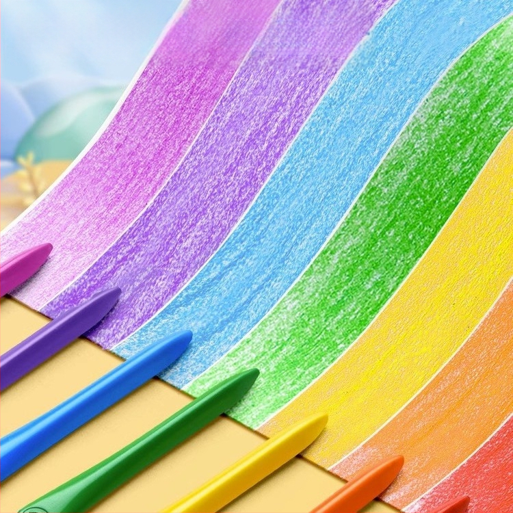 Deli HM715 Plastové voskové ceruzky – guľatý hrot, plastové telo, séria Mengyi Aerospace, pre detské umenie