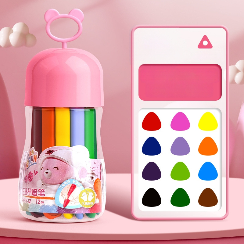 Deli HM715 Plastové voskové ceruzky – guľatý hrot, plastové telo, séria Mengyi Aerospace, pre detské umenie