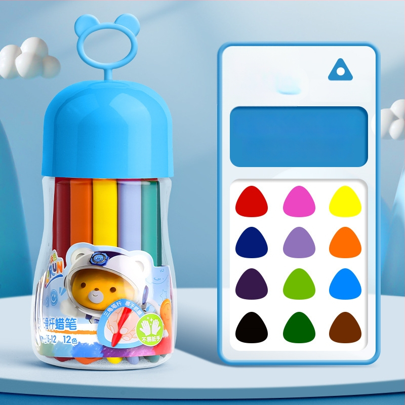 Deli HM715 Plastové voskové ceruzky – guľatý hrot, plastové telo, séria Mengyi Aerospace, pre detské umenie