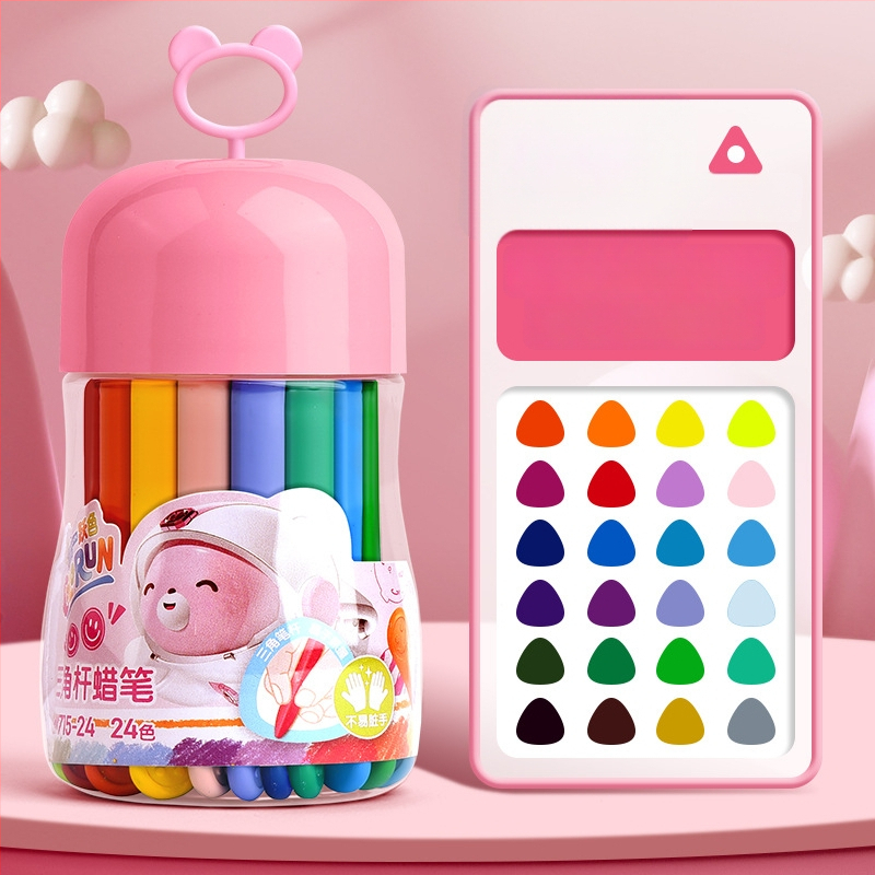 Deli HM715 Plastové voskové ceruzky – guľatý hrot, plastové telo, séria Mengyi Aerospace, pre detské umenie