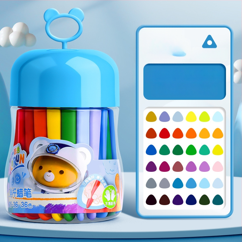 Deli HM715 Plastové voskové ceruzky – guľatý hrot, plastové telo, séria Mengyi Aerospace, pre detské umenie