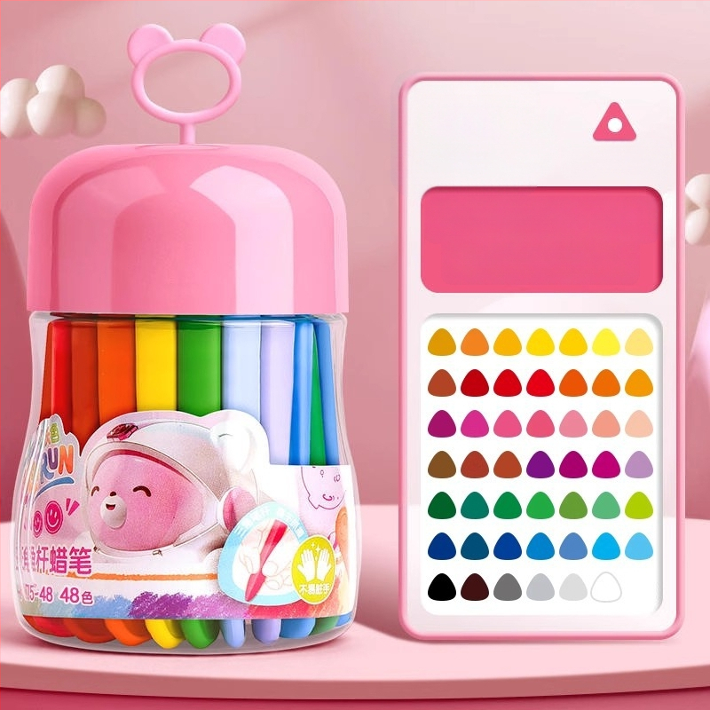 Deli HM715 Plastové voskové ceruzky – guľatý hrot, plastové telo, séria Mengyi Aerospace, pre detské umenie