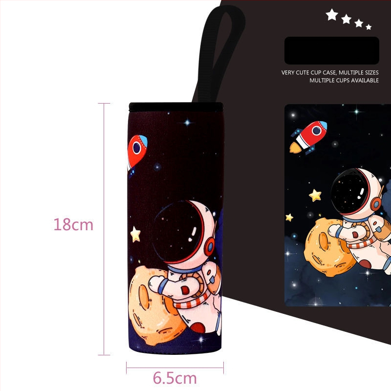 Termo puodelio uždangalas, animacinio stiliaus, iš audinio, su raišteliu