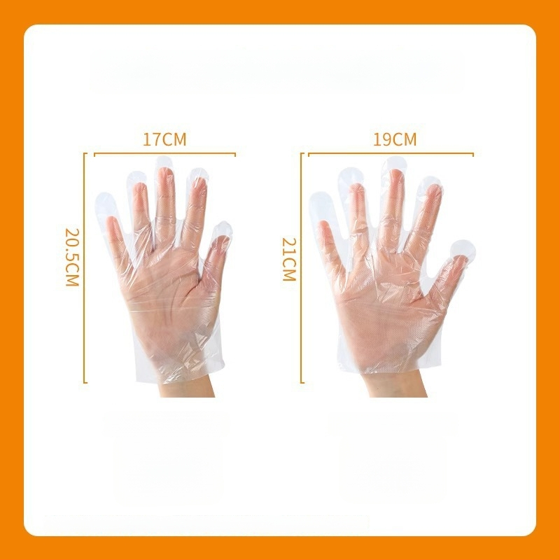 Vaikų vienkartinės PE pirštinės, atskirai supakuotos, maisto kokybės, skaidrios, 0,01 mm storis, namų naudojimui