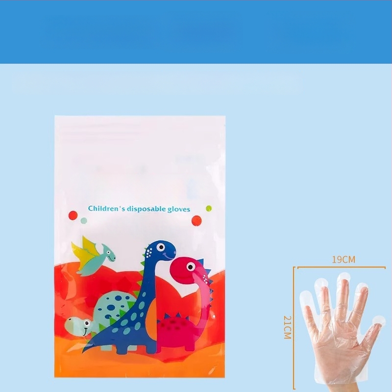 Vaikų vienkartinės PE pirštinės, atskirai supakuotos, maisto kokybės, skaidrios, 0,01 mm storis, namų naudojimui