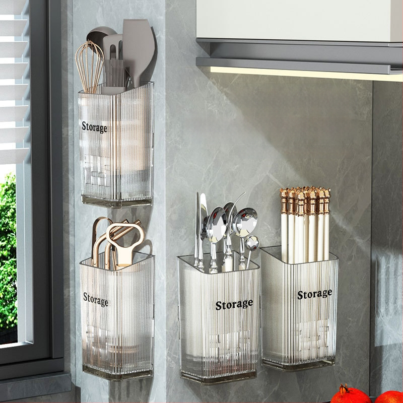 Sieninis lazdelė laikiklis be gręžimo, drenažo dizainas, PP medžiaga, daugiafunkcinis virtuvės organizatorius