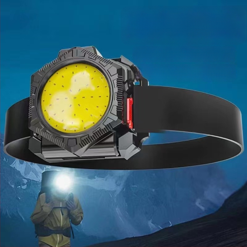 Išorės daugiafunkcinis kompaktiškas LED galvos žibintas, 5W, 1000mAh įkraunamas, 360° pasukamas