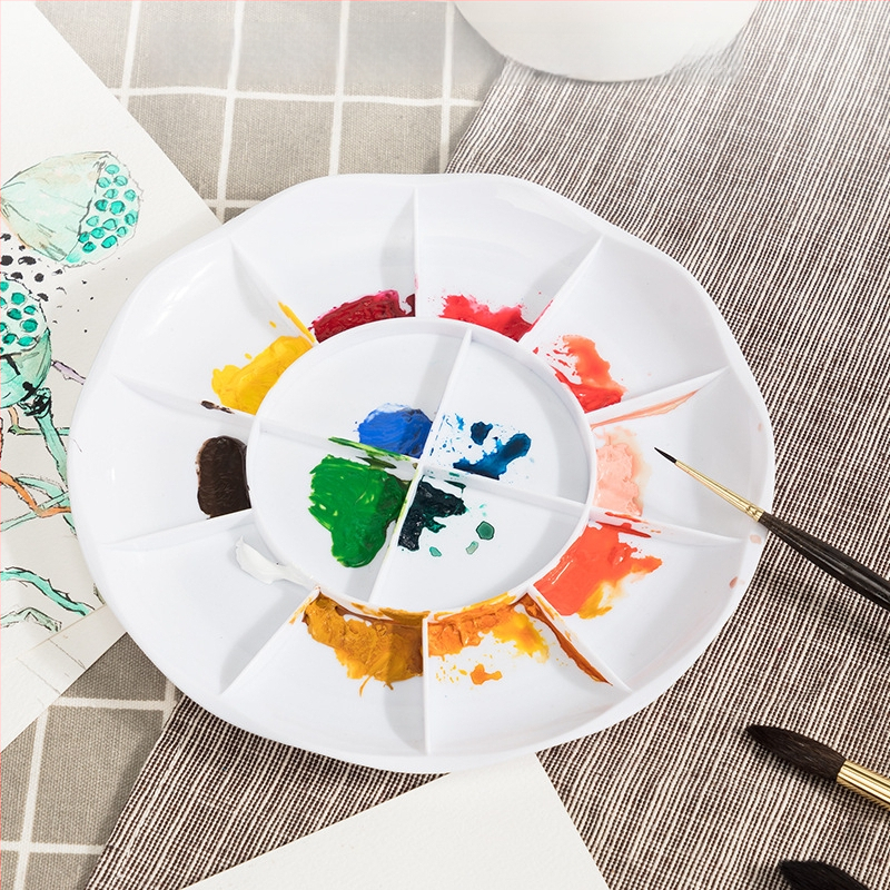 Deli diskitaoline palett värvide segamiseks, joonistusvahend akvarelile ja guašile