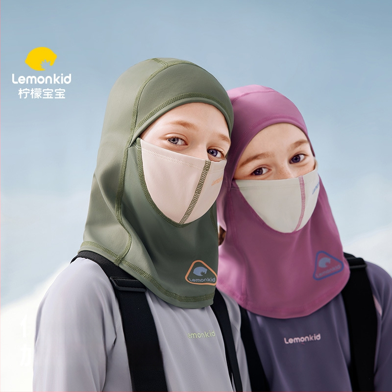 Vaikų slidinėjimo galvos apdangalas su veido kauke — vėjuotas ir šiltas, lauko sportui: dviračių sportas ir žiemos sportai; audinys: spandex/lycra; unisex