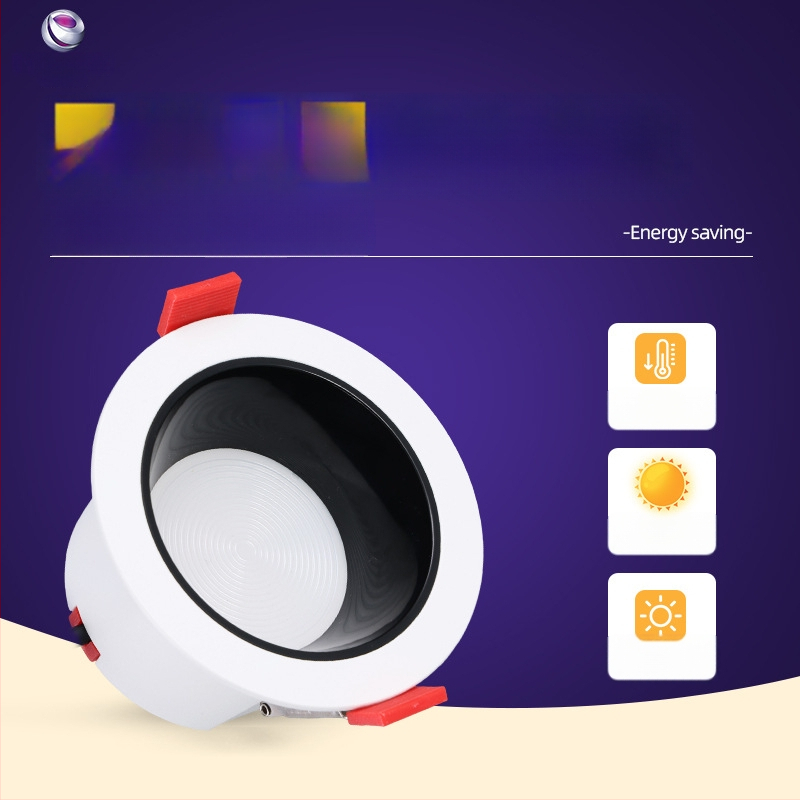 LED įmontuotas lubų šviestuvas, trijų spalvų šviesos reguliavimas (3000/4000/6000K), galia 6–10W, 75 mm anga, aliuminio korpusas, 220V