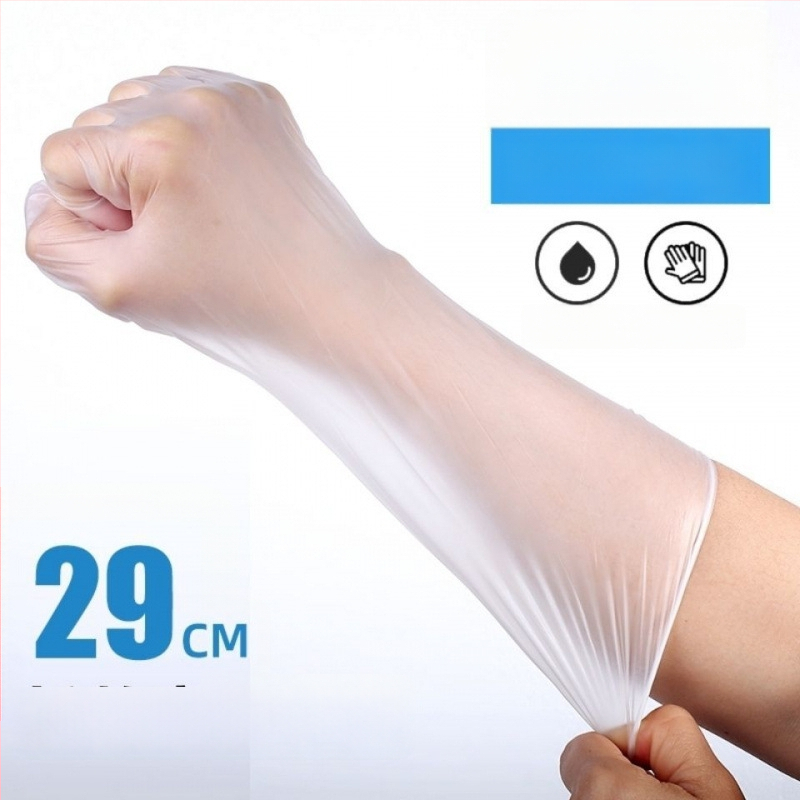 Vienkartinės PVC pirštinės, maisto kokybės, atsparios vandeniui ir aliejui, suderinamos su jutikliniu ekranu