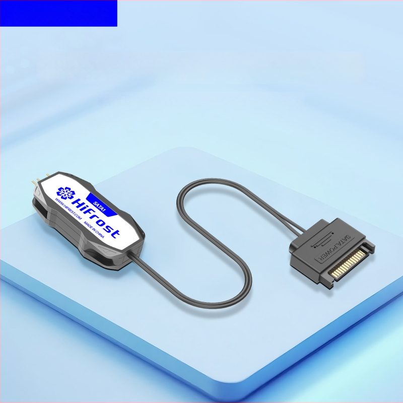 Hifrost SATA1 ARGB valdiklis, 5V3-pin į SATA Adapterinis Kabelis PC — Mini ARGB ventiliatoriaus sinchronizacijos centras, 50 cm, varinis+ABS