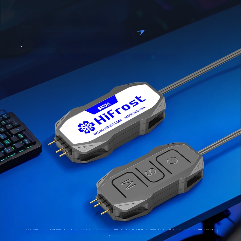 Hifrost SATA1 ARGB valdiklis, 5V3-pin į SATA Adapterinis Kabelis PC — Mini ARGB ventiliatoriaus sinchronizacijos centras, 50 cm, varinis+ABS