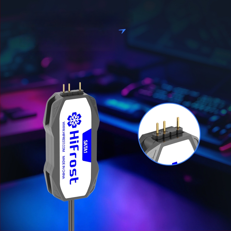 Hifrost SATA1 ARGB valdiklis, 5V3-pin į SATA Adapterinis Kabelis PC — Mini ARGB ventiliatoriaus sinchronizacijos centras, 50 cm, varinis+ABS