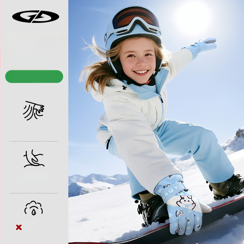 Vaikų slidinėjimo pirštinės: poliesterio audinys, šiltos, unisex, 2–8 metų, džakardo audinys