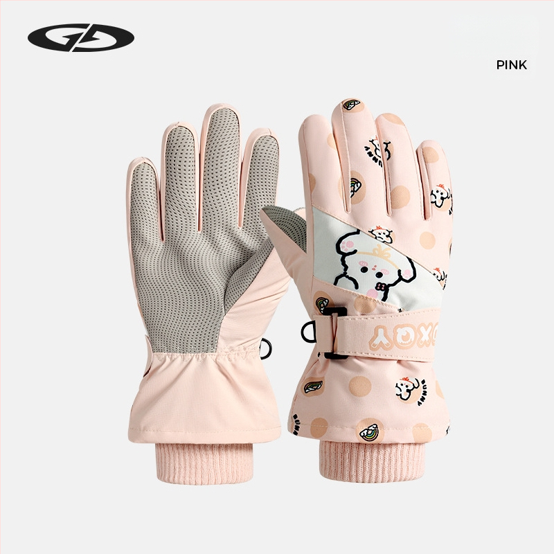 Vaikų slidinėjimo pirštinės: poliesterio audinys, šiltos, unisex, 2–8 metų, džakardo audinys