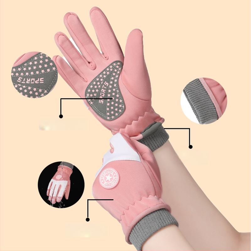 Vaikų slidinėjimo pirštinės, unisex, vėjo atsparios ir atsparios vandeniui, neslystančios, dryžuotas modelis, žiemos ir rudens sezonui, amžius 5–13