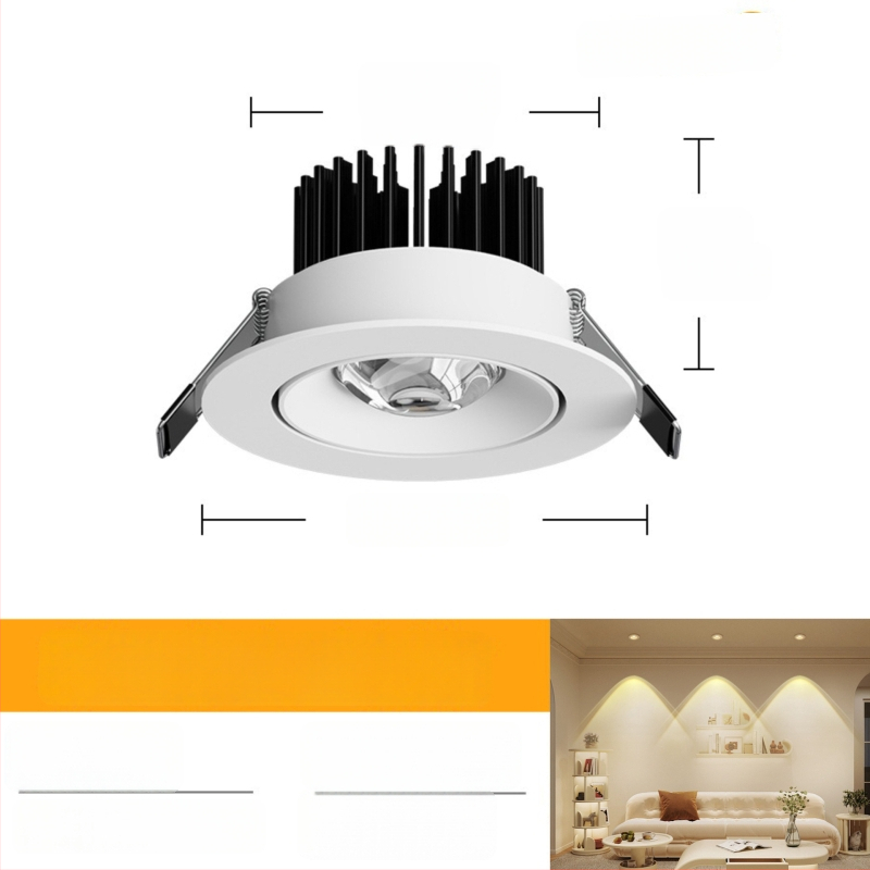 LED sisseehitatud ümmargune downlight COB, alumiiniumist korpus, CRI ≥95, 220V, juhtmega kontroll
