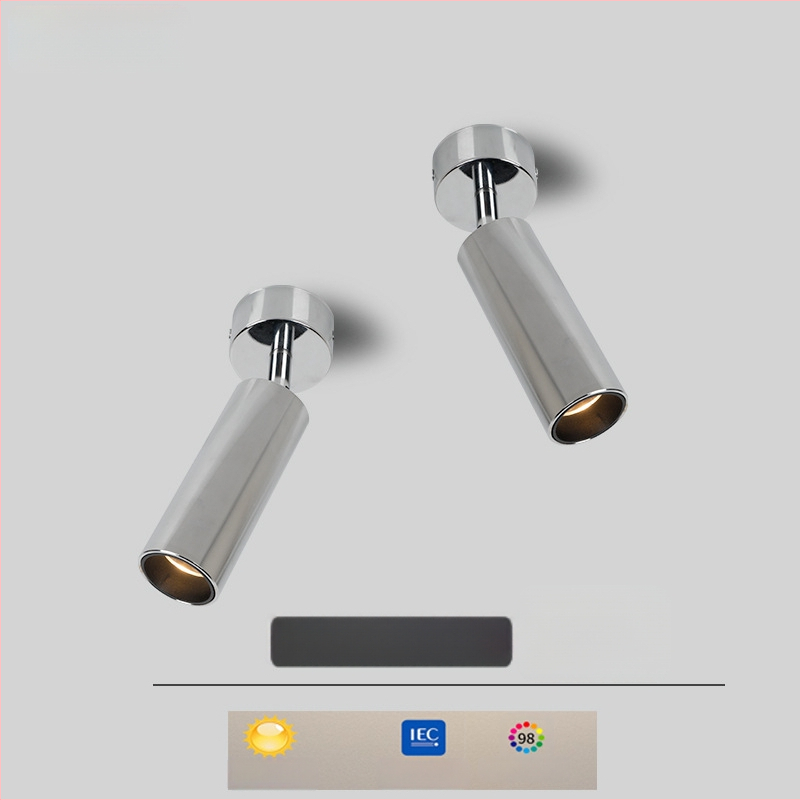 Pinnale paigaldatav hõbedase viimistlusega prožektor vanamoodsa stiiliga, anti-glare retro reguleeritav pea valguse vähendamiseks allapoole, alumiiniumist korpus, 220V, LED, CRI≥95