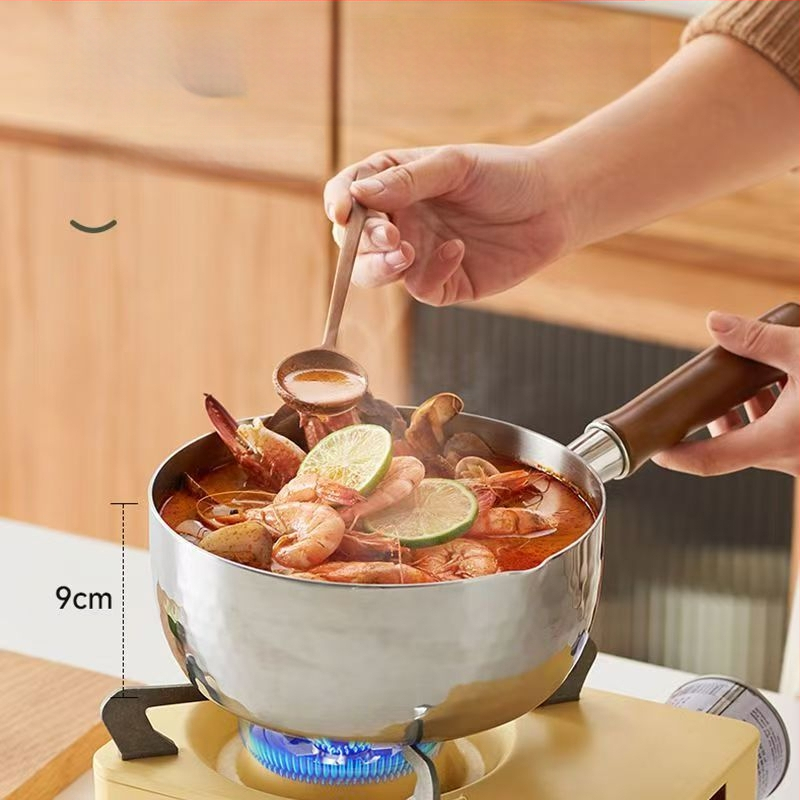 Pienų puodas, neprilimpančio paviršiaus, 316 nerūdijančiojo plieno, japonų stiliaus Yukihira, su vienu dugnu, tinkamas visoms viryklėms