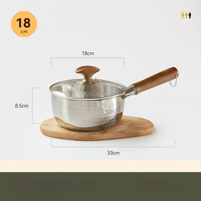 Pienų puodas, neprilimpančio paviršiaus, 316 nerūdijančiojo plieno, japonų stiliaus Yukihira, su vienu dugnu, tinkamas visoms viryklėms