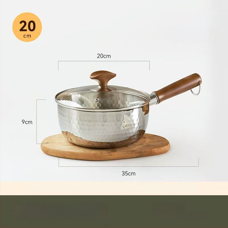 Pienų puodas, neprilimpančio paviršiaus, 316 nerūdijančiojo plieno, japonų stiliaus Yukihira, su vienu dugnu, tinkamas visoms viryklėms