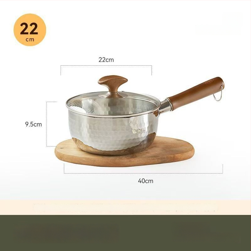 Pienų puodas, neprilimpančio paviršiaus, 316 nerūdijančiojo plieno, japonų stiliaus Yukihira, su vienu dugnu, tinkamas visoms viryklėms